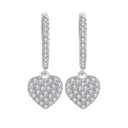 Casablanca Sterling Silver Dangle Heart Hoop Earrings