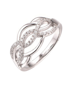 Casablanca Wavy Sterling Silver CZ Ring