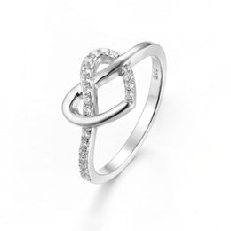 Casablanca Sterling Silver Infinity Heart Knot Ring with Pave Accents