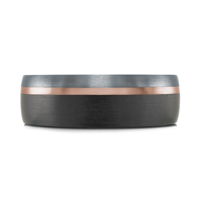Mardini 7MM Men’s 10KT Rose Gold, Carbon Fibre & Tantalum Wedding Band