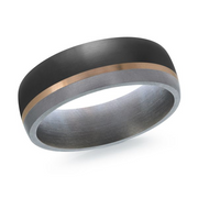 Mardini 7MM Men's 10KT Rose Gold, Carbon Fibre & Tantalum Wedding Band