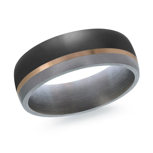 Mardini 7MM Men’s 10KT Rose Gold, Carbon Fibre & Tantalum Wedding Band