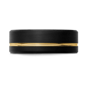 Mardini 8MM Men's Black Carbon Fibre & Tantalum Wedding Band with 10KT Yellow Gold Inlay