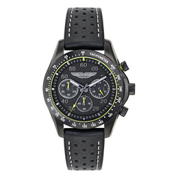Aston Martin SGT Chronograph Black Dial Lime Essence Perforated Leather Strap Men's Watch - MTRS1F5023E