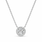 0.50CT TDW Lab Grown Diamond Halo Necklace in Rhodium Plated Sterling Silver