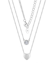 Casablanca CZ & Heart Sterling Silver Double Necklace