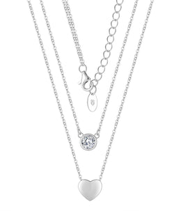Casablanca CZ & Heart Sterling Silver Double Necklace