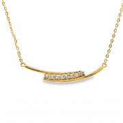 Casablanca Yellow Gold Plated CZ Curved Bar Necklace