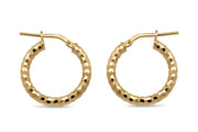 Casablanca Yellow Gold Plated Diamond Cut Hoop Earrings 15mm