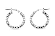 Casablanca Sterling Silver Diamond Cut Hoop Earrings 15mm