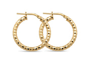 Casablanca Yellow Gold Plated Diamond Cut Hoop Earrings 20mm