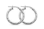 Casablanca Sterling Silver Diamond Cut Hoop Earrings 20mm