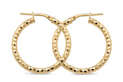 Casablanca Yellow Gold Plated Diamond Cut Hoop Earrings 25mm