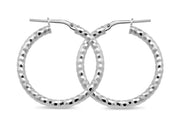 Casablanca Sterling Silver Diamond Cut Hoop Earrings 25mm