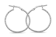 Casablanca Sterling Silver Medium Fine Hoop Earrings