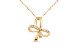 10KT Yellow Gold Diamond Bow Necklace
