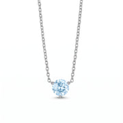 1.00CT Lab Grown Blue Diamond Round Pendant Necklace in 14KT White Gold