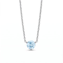 1.00CT Lab Grown Blue Diamond Round Pendant Necklace in 14KT White Gold