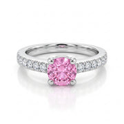 0.77CT Lab-Grown Pink Sapphire Ring in 14KT White Gold