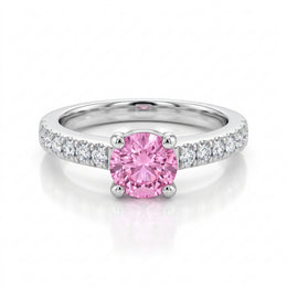 0.77CT Lab-Grown Pink Sapphire Ring in 14KT White Gold