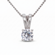 10KT White Gold CZ Solitaire Pendant Necklace