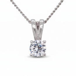 10KT Gold Solitaire CZ Necklace (Available in White Gold or Yellow Gold)