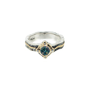 Keith Jack Sterling Silver Mystic Blue Moissanite Ring