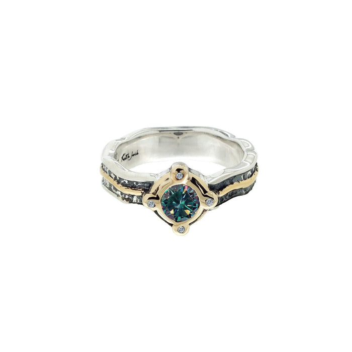 Keith Jack Two-Tone Mystic Blue Moissanite Ring