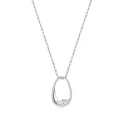 Elle Sterling Silver Wink Oval CZ Necklace