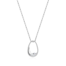 Elle Sterling Silver Wink Oval CZ Necklace