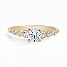 0.40CT I1 F Round Natural Mined Diamond Milgrain Vintage-Style Engagement Ring in 14KT Yellow Gold