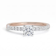 0.42CT I1 H Round Natural Mined Diamond Engagement Ring in Two Tone 14KT White and Rose Gold