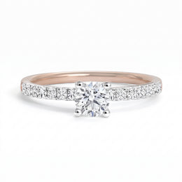 0.42CT I1 H Round Natural Mined Diamond Engagement Ring in Two Tone 14KT White and Rose Gold