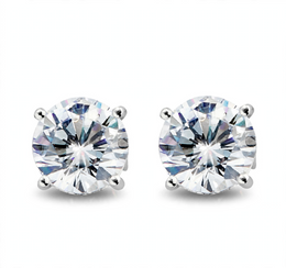 Elle Sterling Silver 8mm CZ Round Stud Earrings