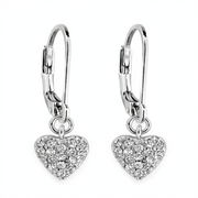 Elle Sterling Silver Micro Pave CZ Heart Drop Earrings