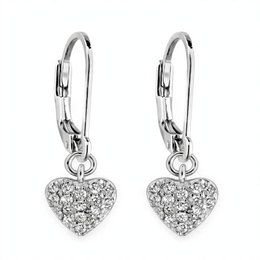 Elle Sterling Silver Micro Pave CZ Heart Drop Earrings