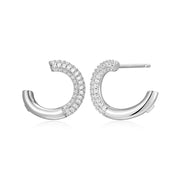 Elle Sterling Silver Half Circle Reversa CZ Hoop Earrings