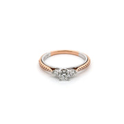 0.44CT TDW Natural Mined 3 Stone Diamond Two-Tone Engagement Ring in 14KT White and Rose Gold