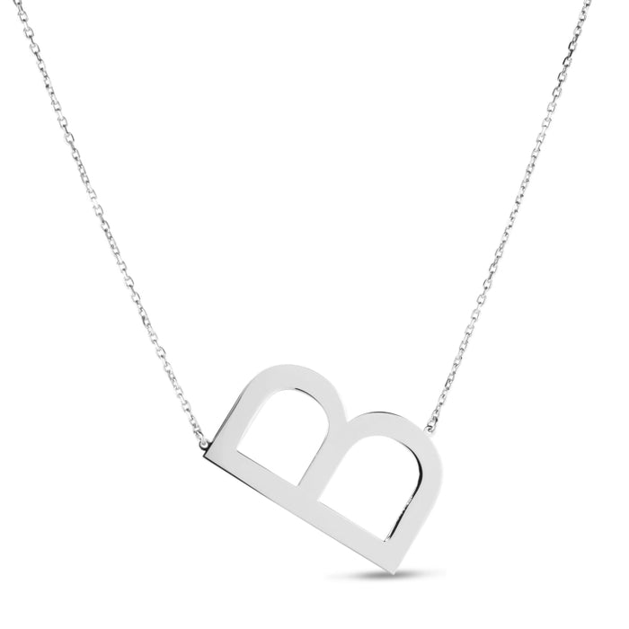 Silver Initial Necklace: Large
