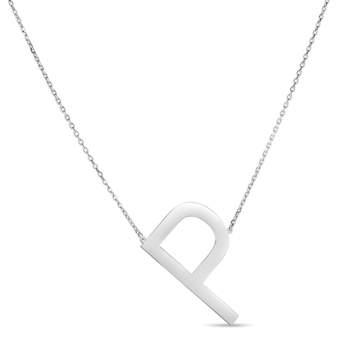 Silver Initial Necklace: Large