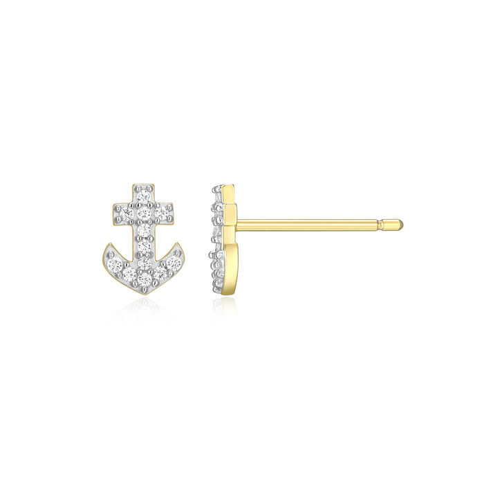Monte Luna Gold Plated Anchor Stud Earrings