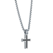 Italgem Stainless Steel Black Ip Brushed Cross 18+2