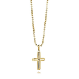 Italgem Yellow Gold Plated Stainless Steel Small Classic Cross 18