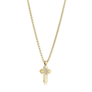 Italgem Yellow Gold Plated Stainless Steel White CZ Micro Cross 18