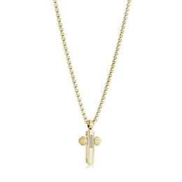 Italgem Yellow Gold Plated Stainless Steel White CZ Micro Cross 18