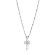 Italgem Stainless Steel White CZ Micro Cross 18