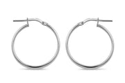 Casablanca Sterling Silver Medium Classic Plain Hoop Earrings