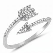 0.10CT TDW Sterling Silver Natural Mined Diamond Pavé Arrow Bypass Ring