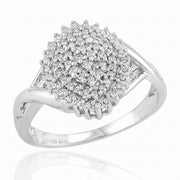 0.20CT TDW Natural Mined Round Diamond Cluster Cocktail Ring in Sterling Silver