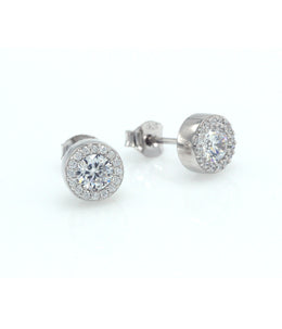 Casablanca Sterling Silver CZ Stud Earrings